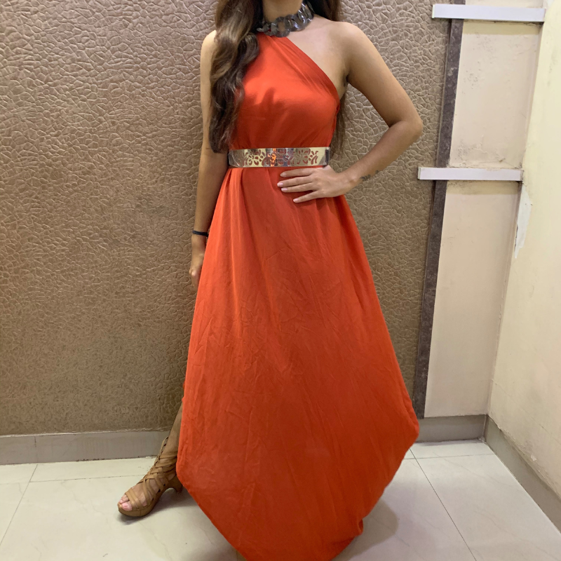 One Shoulder Draped Dress